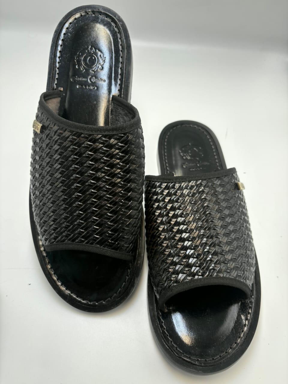 Black Mesh Christian Cimmino slippers