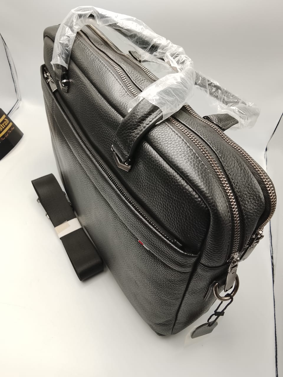 Black leather Laptop Bag